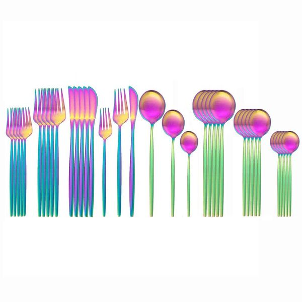 36pcs rainbow cutlery set 304 stainless steel dinnerware cutlery set knives fork dessert spoon dinner kitchen silverware
36pcs rainbow cutlery set 304 stainless steel dinnerware cutlery set knives fork dessert spoon dinner kitchen silverware