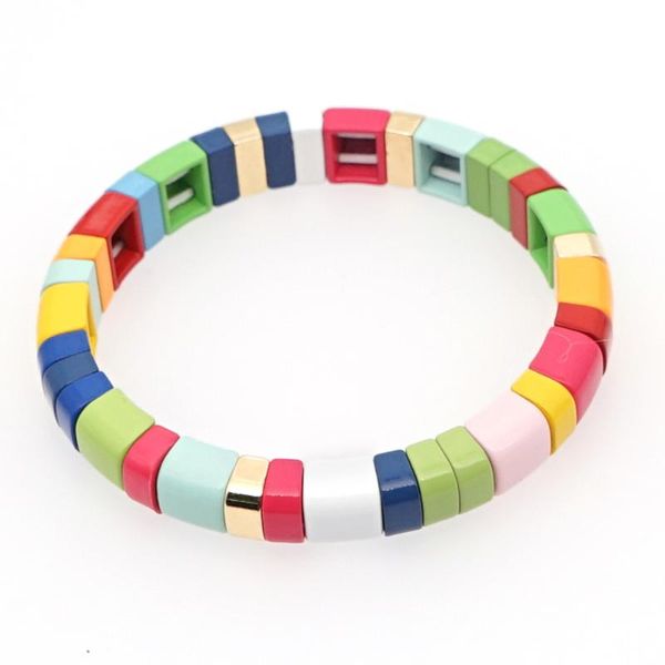 enamel tile bracelet rainbow colorful tila beads bracelets for women & men color block elastic bangle bracelets, White
enamel tile bracelet rainbow colorful tila beads bracelets for women & men color block elastic bangle bracelets, White