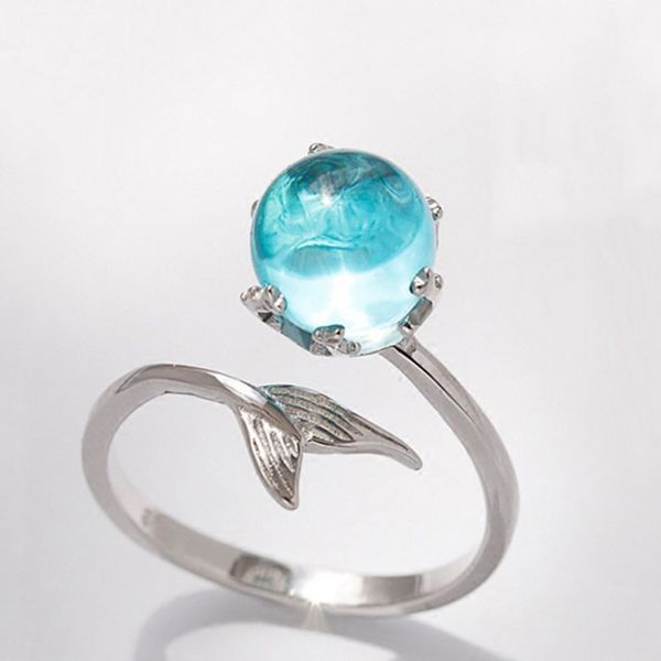 1pcs silver color blue crystal mermaid bubble open rings for women creative fashion jewelry adjustable size finger ring
1pcs silver color blue crystal mermaid bubble open rings for women creative fashion jewelry adjustable size finger ring