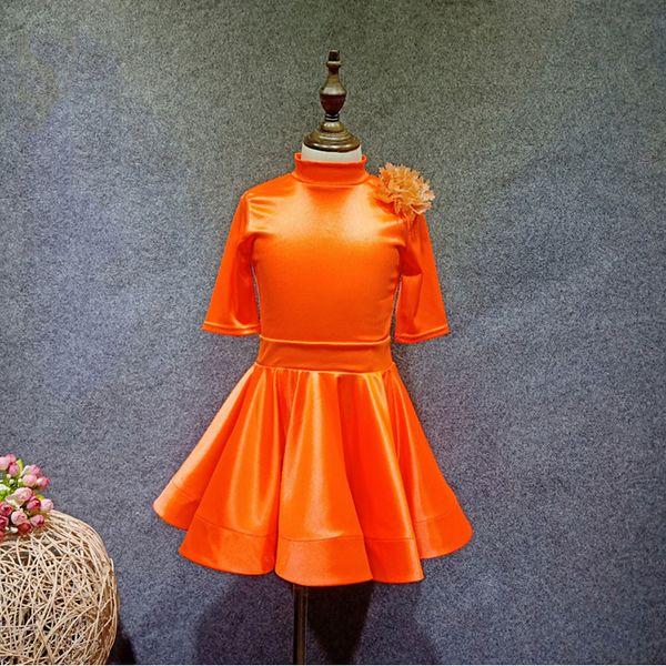 new children's latin dance dress costume competition girls orange stretch satin high collar fish bone skirt suit 2 pieces dl3211, Black;red
new children's latin dance dress costume competition girls orange stretch satin high collar fish bone skirt suit 2 pieces dl3211, Black;red