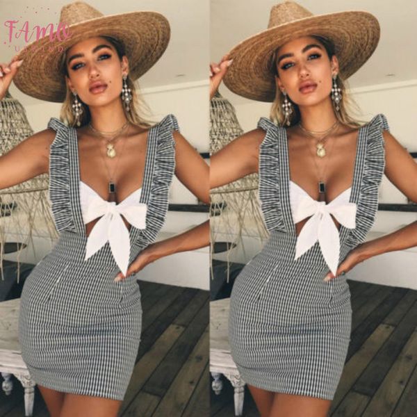 women summer strap dress bodycon twill bandage plaid evening party mini dress, Black;gray
women summer strap dress bodycon twill bandage plaid evening party mini dress, Black;gray