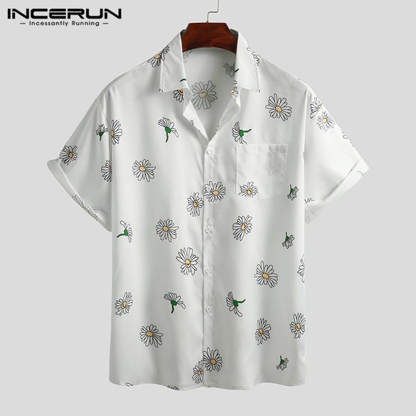 men's casual shirts incerun summer flower printed shirt men lapel short sleeve streetwear 2021 loose hawaiian beach breathable camisa, White;black
men's casual shirts incerun summer flower printed shirt men lapel short sleeve streetwear 2021 loose hawaiian beach breathable camisa, White;black