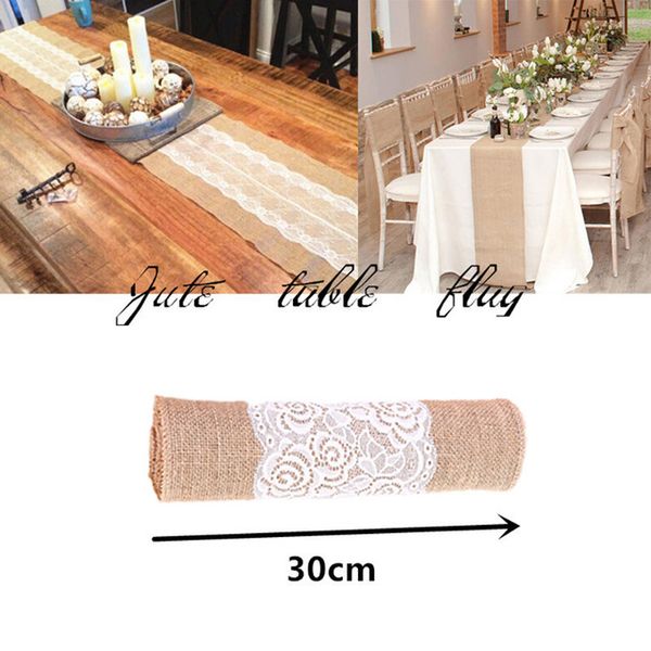table runner jute burlap hessian white lace band wedding christmas party home decoration le tablecloths lines 30x275cm
table runner jute burlap hessian white lace band wedding christmas party home decoration le tablecloths lines 30x275cm