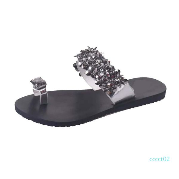 women sandals flip flops new summer fashion rhinestone wedges shoes crystal lady casual shoes size 35-39 women ct2, Black
