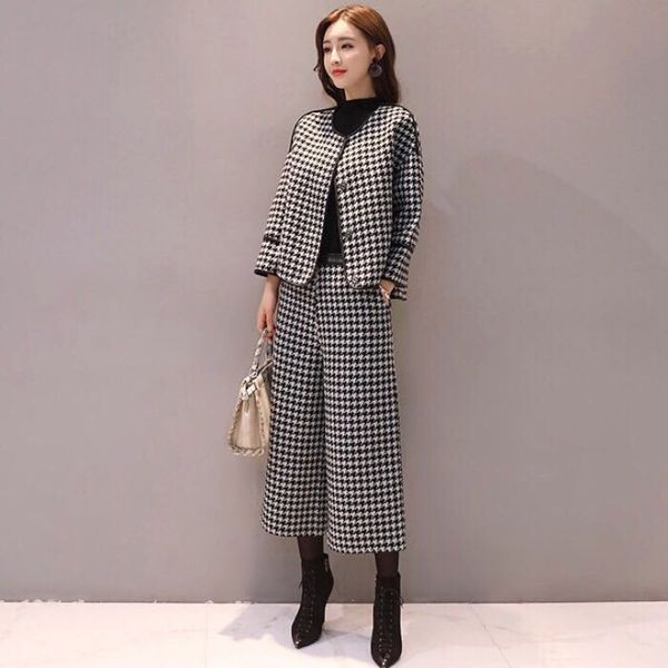 fashion fall women 2 pieces set long sleeve woollens coat and trousers plaid office female suit lady streetweat, White;black
fashion fall women 2 pieces set long sleeve woollens coat and trousers plaid office female suit lady streetweat, White;black