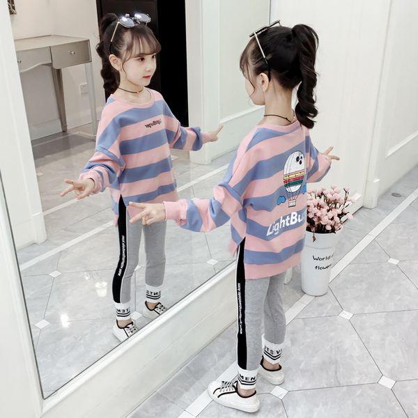 children's clothing new autumn girl striped sweater trousers sports casual shirt sweatpants 2 sets, White
children's clothing new autumn girl striped sweater trousers sports casual shirt sweatpants 2 sets, White