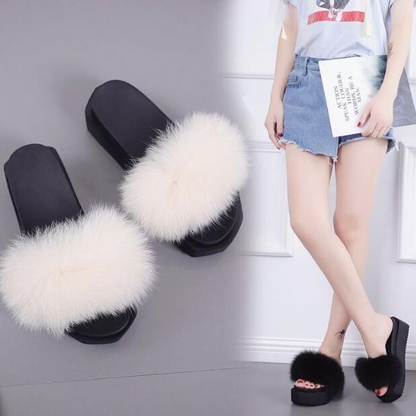 2019 outside wearing a tourist p furry shoes female summer word drag with a sponge cake thick-soled fur slippers, Black
2019 outside wearing a tourist p furry shoes female summer word drag with a sponge cake thick-soled fur slippers, Black