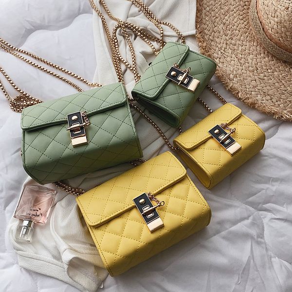 women's pu leather metal lock flap handbag fashion shoulder bag chains solid color rhombus messenger bag 2019
women's pu leather metal lock flap handbag fashion shoulder bag chains solid color rhombus messenger bag 2019