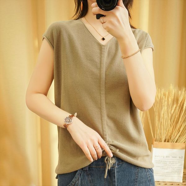 v-neck loose short-sleeved knitted base shirt women's 2020 summer knitted sweater short sleeved shirt drawstring women's sweater s, White
v-neck loose short-sleeved knitted base shirt women's 2020 summer knitted sweater short sleeved shirt drawstring women's sweater s, White