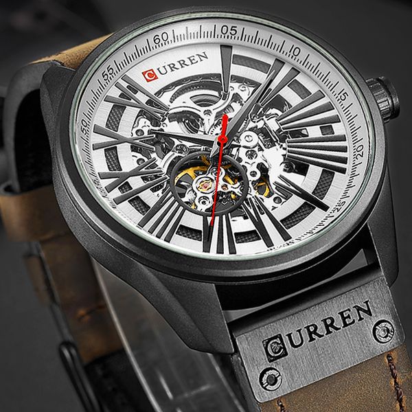 new curren watch men skeleton tourbillon mechanical watches male leather automatic self-wind sports clock relogio masculino c19010401, Slivery;brown
new curren watch men skeleton tourbillon mechanical watches male leather automatic self-wind sports clock relogio masculino c19010401, Slivery;brown