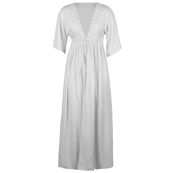 long beach wear swimwear maxi holiday v neck short sleeve drawstring women dress lace bikini cover up solid summer, Blue;gray
long beach wear swimwear maxi holiday v neck short sleeve drawstring women dress lace bikini cover up solid summer, Blue;gray