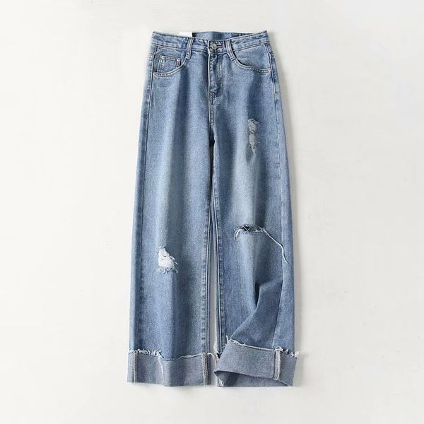 2019 new jeans women's high waist ripped edge hole denim wide leg pants mom women jeans femme mujer, Blue
2019 new jeans women's high waist ripped edge hole denim wide leg pants mom women jeans femme mujer, Blue