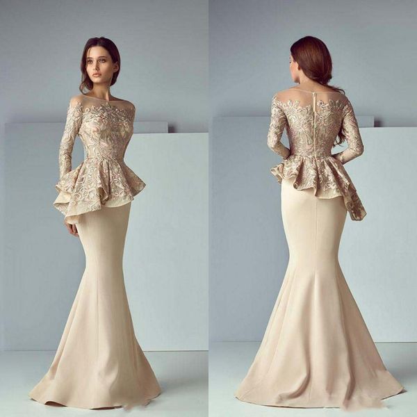 elegant champagne vintage stain long evening dresses jewel neck long sleeve dubai arabic mermaid prom dress saiid kobeisy formal party gowns, Black;red
elegant champagne vintage stain long evening dresses jewel neck long sleeve dubai arabic mermaid prom dress saiid kobeisy formal party gowns, Black;red