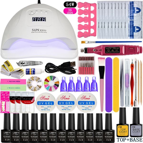 36w/48w/54w led uv nail lamp choose 12 color gel nail polish varnish acrylic kit electric drill machine for manicure set
36w/48w/54w led uv nail lamp choose 12 color gel nail polish varnish acrylic kit electric drill machine for manicure set