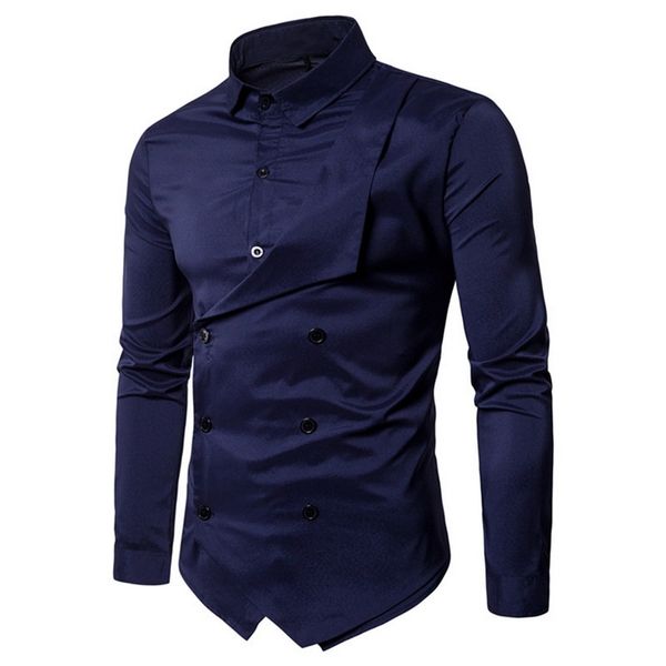 shirt for men clothes 2019 new personality double-breasted two design men's camisa long sleeve slim fit shirt fashion men, White;black
shirt for men clothes 2019 new personality double-breasted two design men's camisa long sleeve slim fit shirt fashion men, White;black