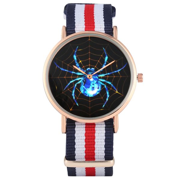 novel nylon band with pin buckle watch ladies blue spider pattern watches women fashion rose golden case quartz wristwatch gift, Slivery;brown
novel nylon band with pin buckle watch ladies blue spider pattern watches women fashion rose golden case quartz wristwatch gift, Slivery;brown