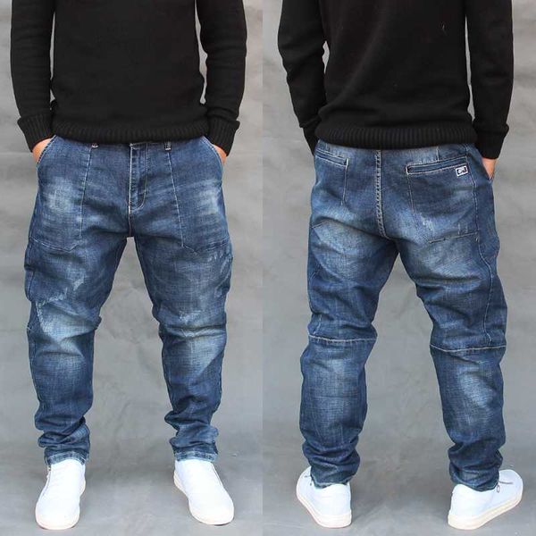 fashion streetwear men jeans loose fit spliced designer denim harem pants elastic tapered wide leg trousers hip hop jeans men, Blue
fashion streetwear men jeans loose fit spliced designer denim harem pants elastic tapered wide leg trousers hip hop jeans men, Blue