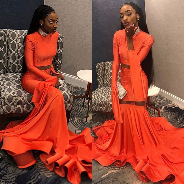 2019 coral long sleeve sheer prom dresses high neck mermaid sweep train custom made evening gowns
2019 coral long sleeve sheer prom dresses high neck mermaid sweep train custom made evening gowns