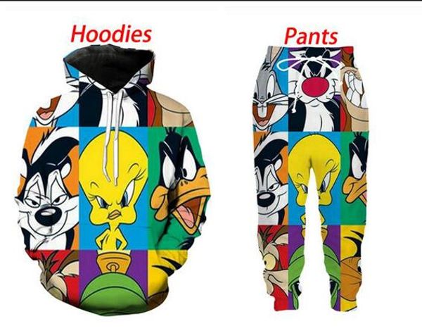 new men/womens cartoon looney tunes funny 3d print fashion tracksuits crewneck hip hop sweatshirt and pants 2 pcs set hoodies tz27, Gray
new men/womens cartoon looney tunes funny 3d print fashion tracksuits crewneck hip hop sweatshirt and pants 2 pcs set hoodies tz27, Gray