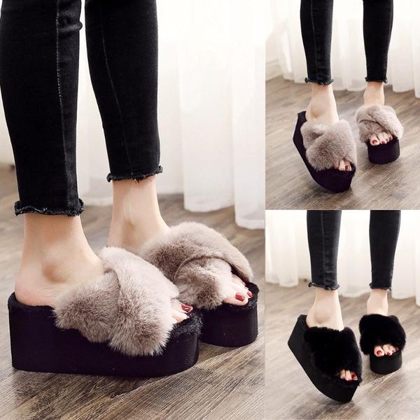 slippers 2020 autumn winter new women's open-toe shoes casual indoor&outdoor wedges warm cotton slippers fluff lady#n22, Black 
slippers 2020 autumn winter new women's open-toe shoes casual indoor&outdoor wedges warm cotton slippers fluff lady#n22, Black
