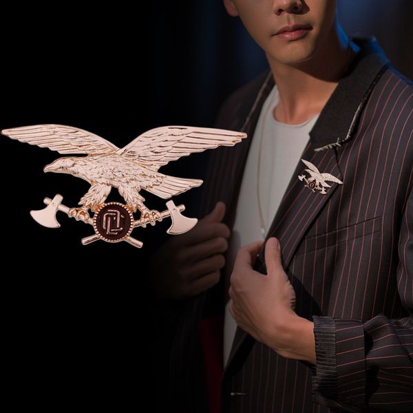 fashion new men's metal ax brooch pin buckles classic retro hawk eagle brooches badge original shirt collar accessories, Gray
fashion new men's metal ax brooch pin buckles classic retro hawk eagle brooches badge original shirt collar accessories, Gray