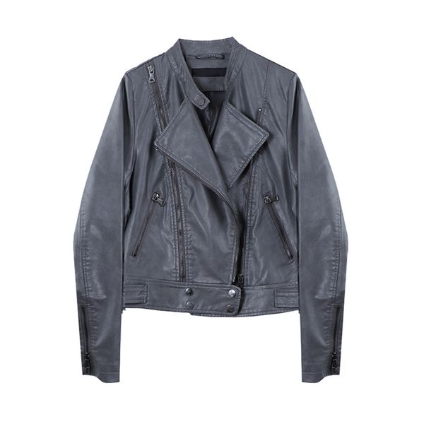 autumn short women's leather jacket spring korean joker motorcycle slim gray pu leather jacket & outerwear, Black
autumn short women's leather jacket spring korean joker motorcycle slim gray pu leather jacket & outerwear, Black