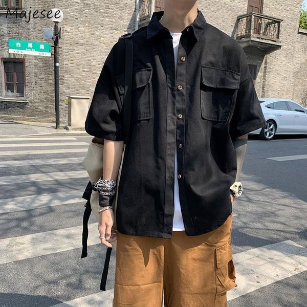 men shirts solid pockets simple single breasted casual streetwear loose mens fashion thin soft chic safari clothes outwear, White;black
men shirts solid pockets simple single breasted casual streetwear loose mens fashion thin soft chic safari clothes outwear, White;black