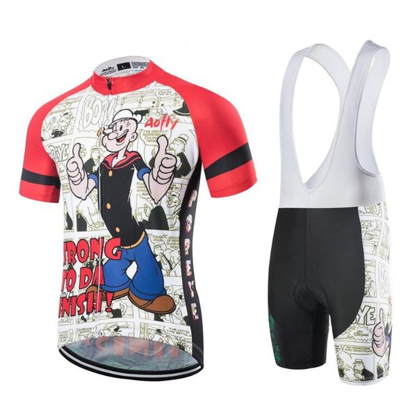 2020 aofly pro team men's popeye short sleeve cycling jersey bib shorts sets summer clothing maillot ropa ciclismo 9d gel pad, Black;blue
2020 aofly pro team men's popeye short sleeve cycling jersey bib shorts sets summer clothing maillot ropa ciclismo 9d gel pad, Black;blue