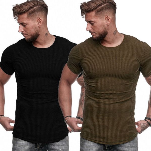 men's slim fit o neck short sleeve muscle tee t-shirt ripped casual blouse, White;black
men's slim fit o neck short sleeve muscle tee t-shirt ripped casual blouse, White;black