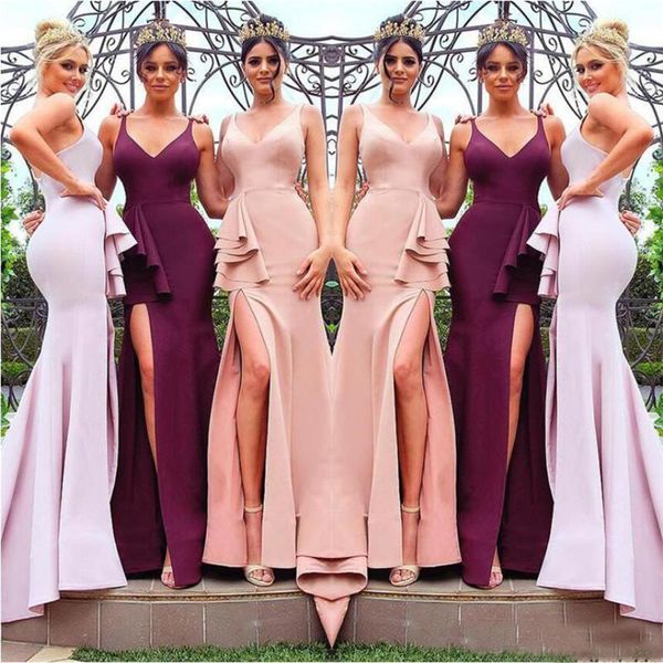 Long Mermaid Bridesmaids Dresses Elegant mermaid Ruffles Split Long Wedding Guest Gowns Maid of Honor Evening Party Wears
Long Mermaid Bridesmaids Dresses Elegant mermaid Ruffles Split Long Wedding Guest Gowns Maid of Honor Evening Party Wears