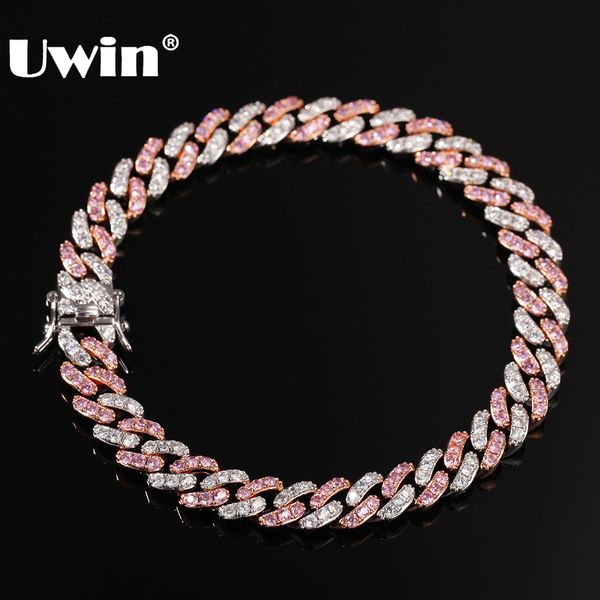 uwin men women bracelet 9mm iced out silver /rose gold cuban link with white &pink cubic zirconia bracelets jewelry y200107, Golden;silver
uwin men women bracelet 9mm iced out silver /rose gold cuban link with white &pink cubic zirconia bracelets jewelry y200107, Golden;silver