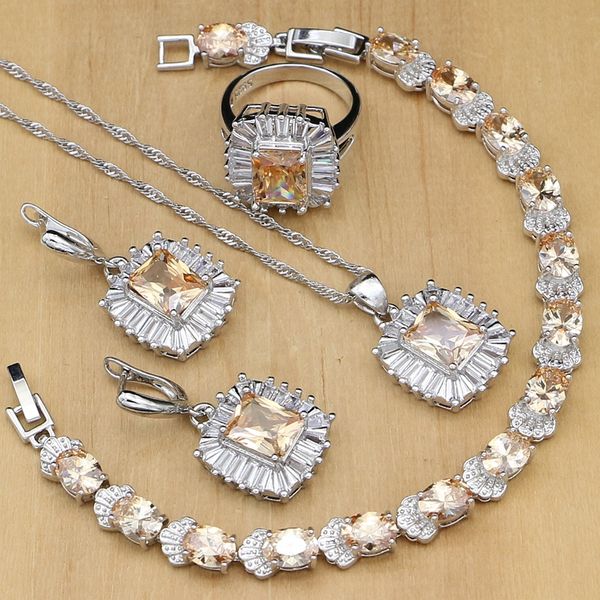 925 silver bridal jewelry natural champagne zircon jewelry sets for women earrings/pendant/rings/bracelet/necklace set, Slivery;golden
925 silver bridal jewelry natural champagne zircon jewelry sets for women earrings/pendant/rings/bracelet/necklace set, Slivery;golden