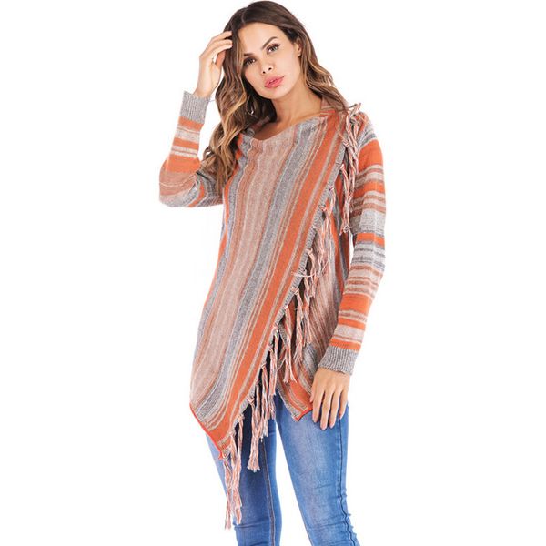 women pullovers knitwear sweater women stripes poncho fall tassels slash gradient shawl hem fringe loose sweater y917, White;black
women pullovers knitwear sweater women stripes poncho fall tassels slash gradient shawl hem fringe loose sweater y917, White;black