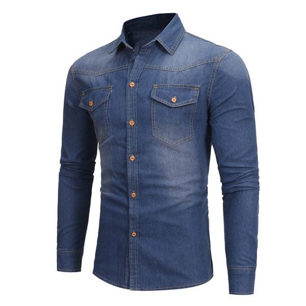 2019 casual shirt men autumn cotton slim mens clothing denim shirt long sleeve shirts two-pocket jeans dress camisas hombre, White;black 
2019 casual shirt men autumn cotton slim mens clothing denim shirt long sleeve shirts two-pocket jeans dress camisas hombre, White;black