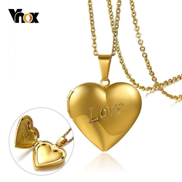 vnox elegant locket pendant for women heart love stainless steel necklaces gold tone female jewels, Silver
vnox elegant locket pendant for women heart love stainless steel necklaces gold tone female jewels, Silver