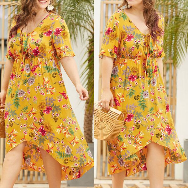 women summer long floral dress short sleeve bandage v neck beach casual oversize, Black;gray
women summer long floral dress short sleeve bandage v neck beach casual oversize, Black;gray