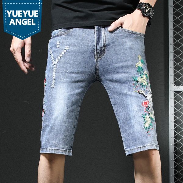 summer 2019 embroidery dragon denim shorts men vintage personalized stretch frayed knee-length jeans fashion straight pants, Blue
summer 2019 embroidery dragon denim shorts men vintage personalized stretch frayed knee-length jeans fashion straight pants, Blue