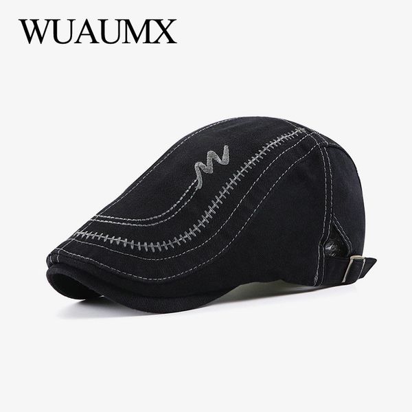 wuaumx new casual berets hat men women washed cotton embroidery visors solid peaked caps herringbone flat caps casquette beret, Blue;gray
wuaumx new casual berets hat men women washed cotton embroidery visors solid peaked caps herringbone flat caps casquette beret, Blue;gray
