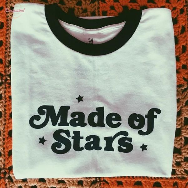 short made of stars letter printed women t shirt casual funny shirt for lady tee hipster female t shirt for, White
short made of stars letter printed women t shirt casual funny shirt for lady tee hipster female t shirt for, White