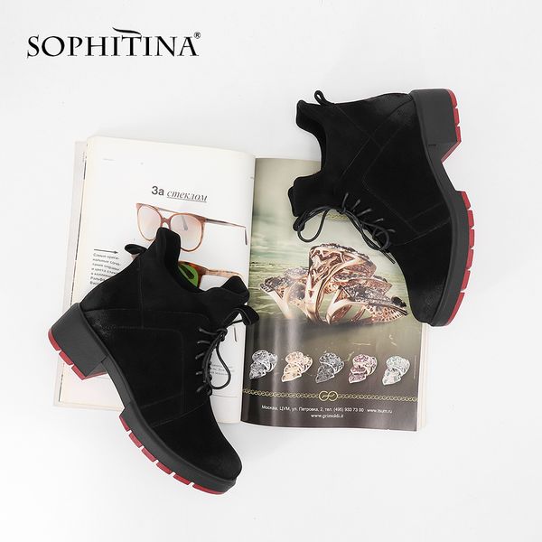 sophitina light ankle boots comfortable low heels silver round toe lace-up shoes woman short plush warm handmade new boots sc91, Black
sophitina light ankle boots comfortable low heels silver round toe lace-up shoes woman short plush warm handmade new boots sc91, Black