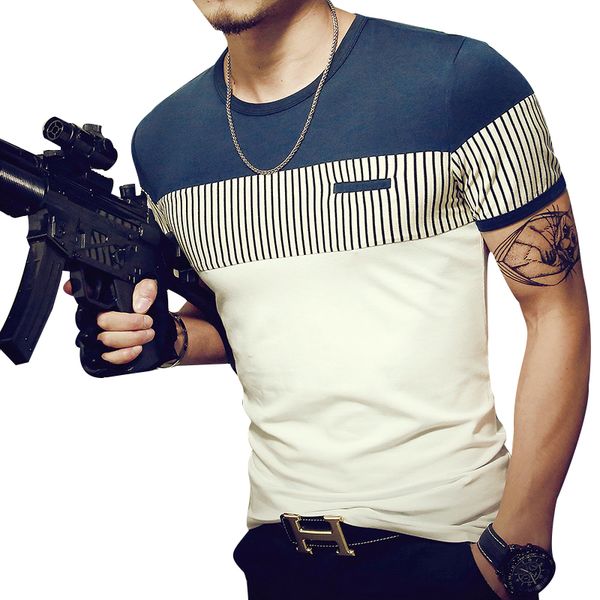 brand clothing striped t-shirts men summer fashion short sleeve men t shirt o-neck men t-shirt m-5xl tees, White;black
