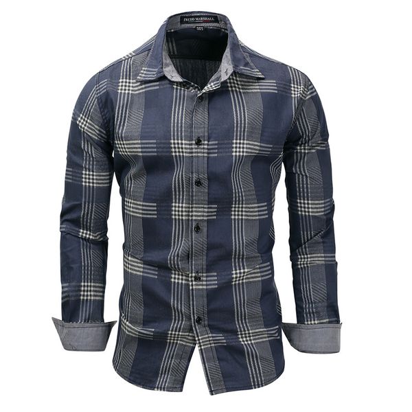 grid men shirt designer long sleeve slim causal shirt spring lapel neck button cotton men clothes, White;black
grid men shirt designer long sleeve slim causal shirt spring lapel neck button cotton men clothes, White;black