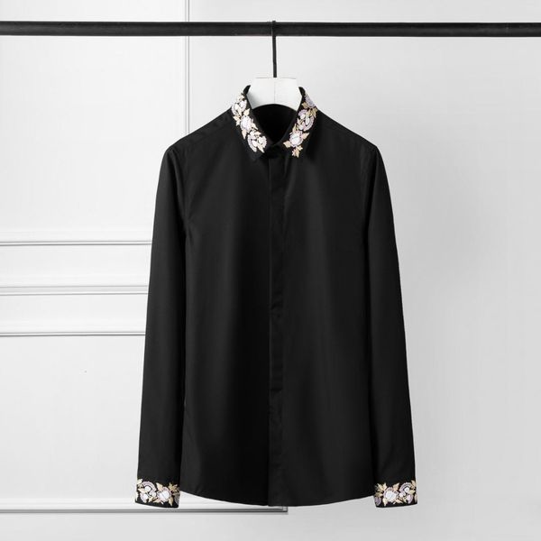 men shirt luxury gold and pink flower embroidery long sleeve mens dress shirts party casual shirts man plus size 4xl, White;black
men shirt luxury gold and pink flower embroidery long sleeve mens dress shirts party casual shirts man plus size 4xl, White;black