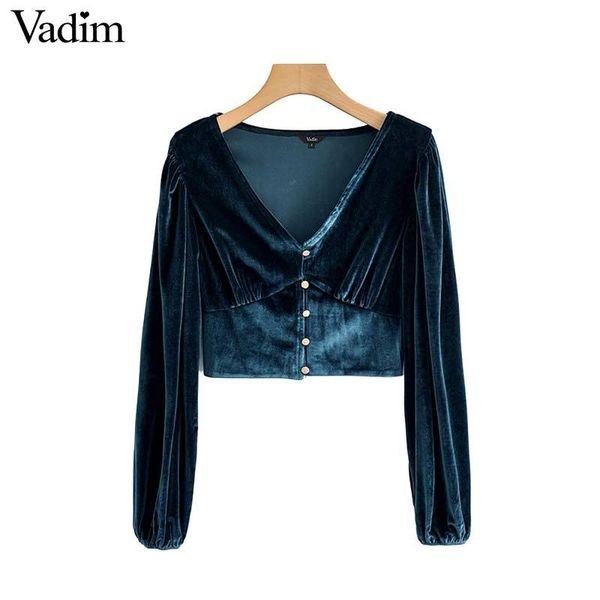 vadim women solid velvet crop v neck long sleeve buttons short blouse party club stylish casual blusas lb716, White
vadim women solid velvet crop v neck long sleeve buttons short blouse party club stylish casual blusas lb716, White