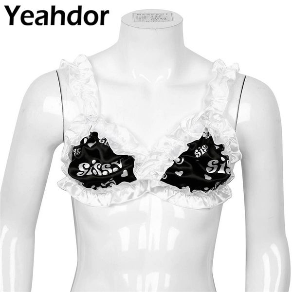 sissy mens lingerie smooth soft satin letter printed frilly ruffled straps wire-unlined gay mens bra homme underwear, Red;black
sissy mens lingerie smooth soft satin letter printed frilly ruffled straps wire-unlined gay mens bra homme underwear, Red;black