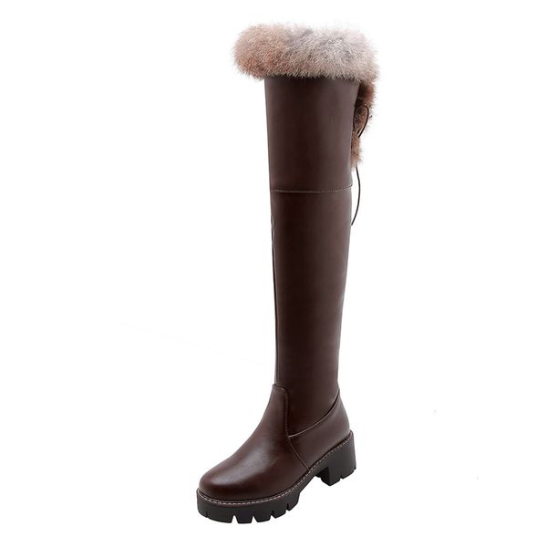 warm fur winter boots for women casual low heels snow boots women over-the-knee women's winter shoes long pu leather, Black
warm fur winter boots for women casual low heels snow boots women over-the-knee women's winter shoes long pu leather, Black