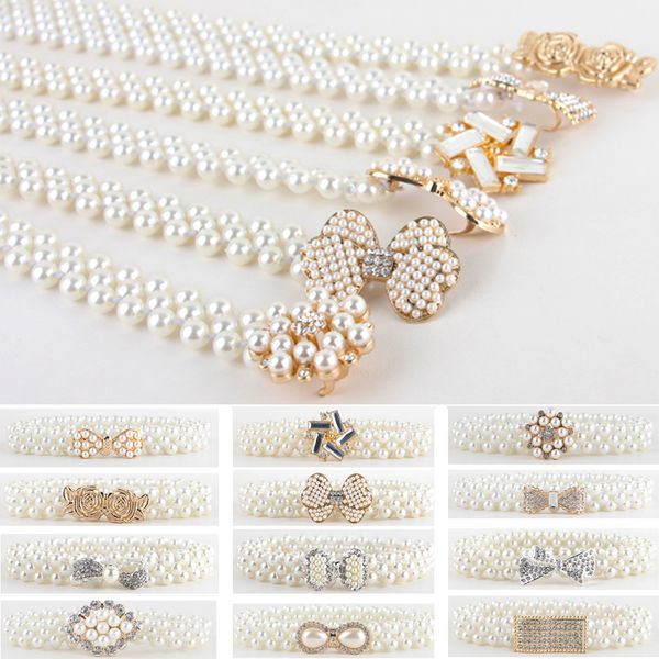 women ladies pearls crystal beads chain belt stretchy flower buckle waistband bltll0068, Black;brown
women ladies pearls crystal beads chain belt stretchy flower buckle waistband bltll0068, Black;brown