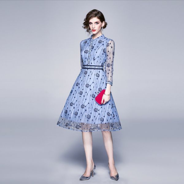 womens designer live lace dress female season slim slimming stand collar temperament big swing skirthhgw, Black;gray
womens designer live lace dress female season slim slimming stand collar temperament big swing skirthhgw, Black;gray