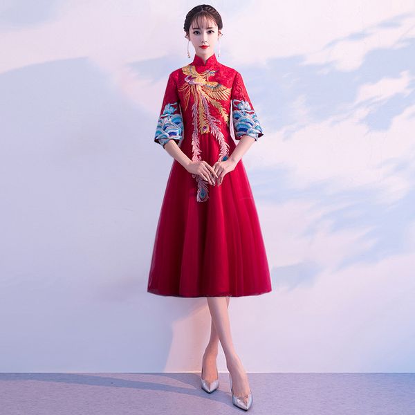 embroidery phoenix mesh dresses oriental women red bride wedding dress new long evening party dress qipao elegant cheongsam
embroidery phoenix mesh dresses oriental women red bride wedding dress new long evening party dress qipao elegant cheongsam