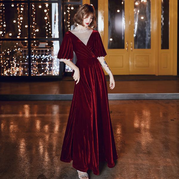 dress celebrity bride wine long wedding evening dress velvet sleeve banquet noble celebrity show thin female autumn and winter, Black
dress celebrity bride wine long wedding evening dress velvet sleeve banquet noble celebrity show thin female autumn and winter, Black